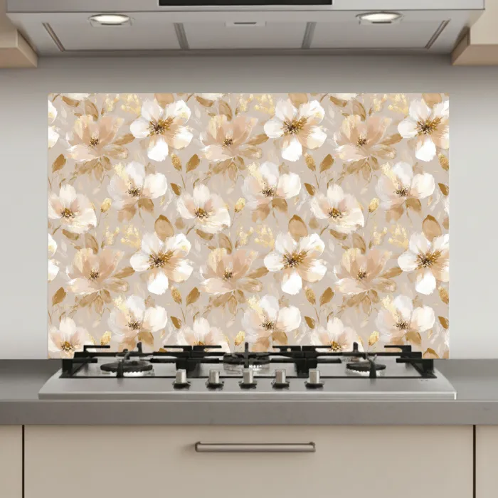 Bloemen - artistiek - Goud keuken achterwand spatscherm klein 900 -3d_website