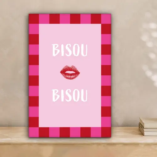 Kiss - Roze - Frans - Valentijn canvas 2cm klein -sfeer1