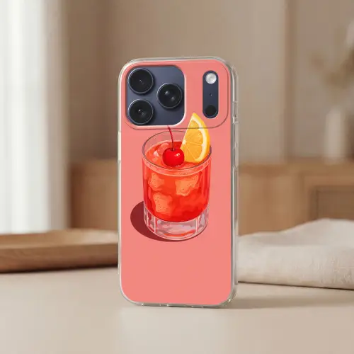 Glas - Ijsblokjes - Citroen - Kers Telefoonhoesje iPhone 17 Pro klein -sfeer2