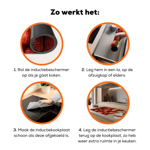 Aardbei - Fruit - Rood Inductie beschermer vinyl 3mm klein -zzzzzzz-td-werking