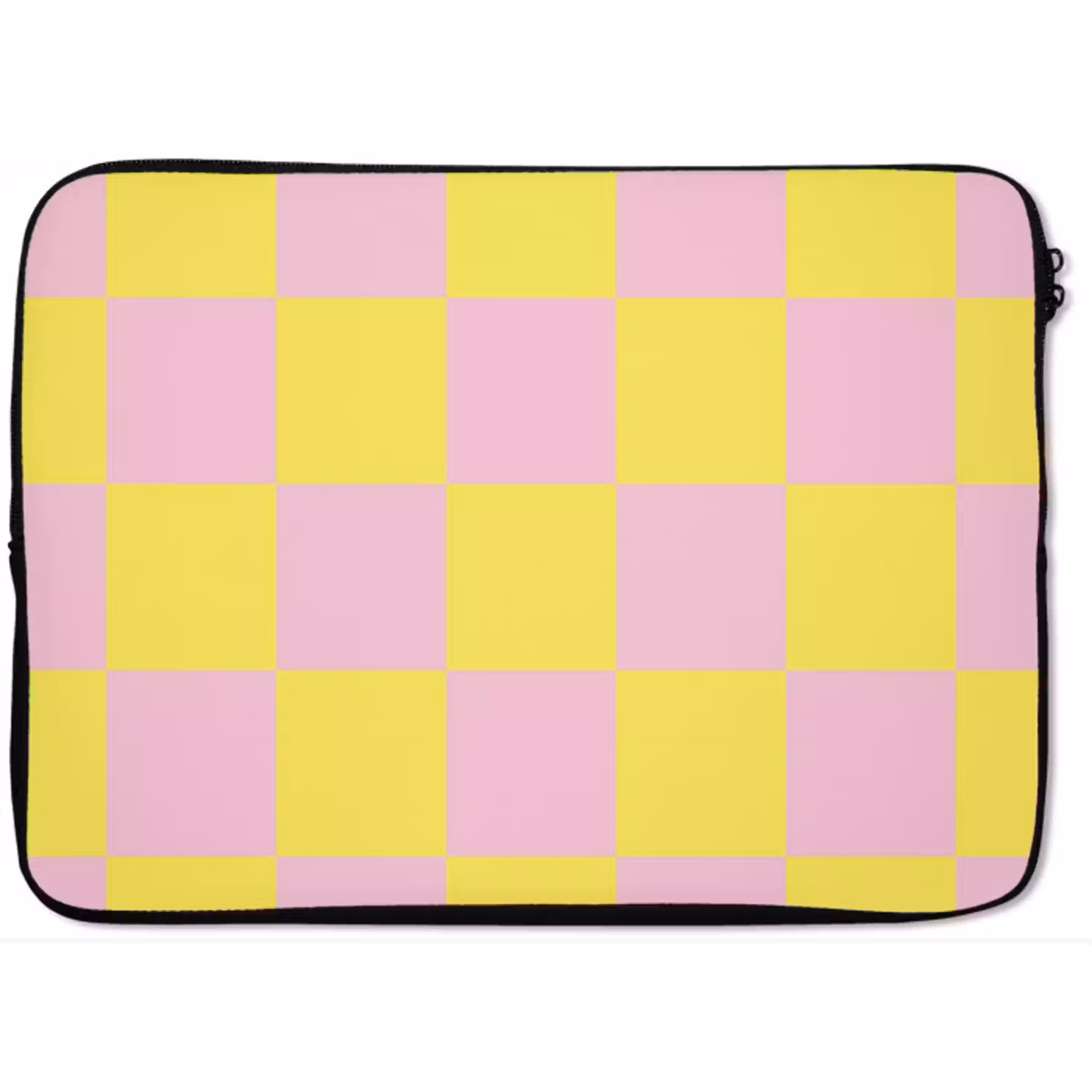 Schaakbord patroon - Geel - Roze - Blokjes laptophoes neopreen klein -zkaufland3dotto