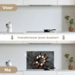 Lepel - Kruiden - Specerijen - Keuken - Industrieel keuken achterwand spatscherm klein -voor_na_NL