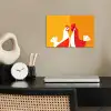 Kippen - Oranje - Vlakken poster papier klein -sfeer1