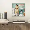 Retro - Blauw - Vrouw aluminium wit klein -sfeer1