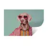 Hond - Overhemd - Bloemen - Bril Muursticker klein -3d