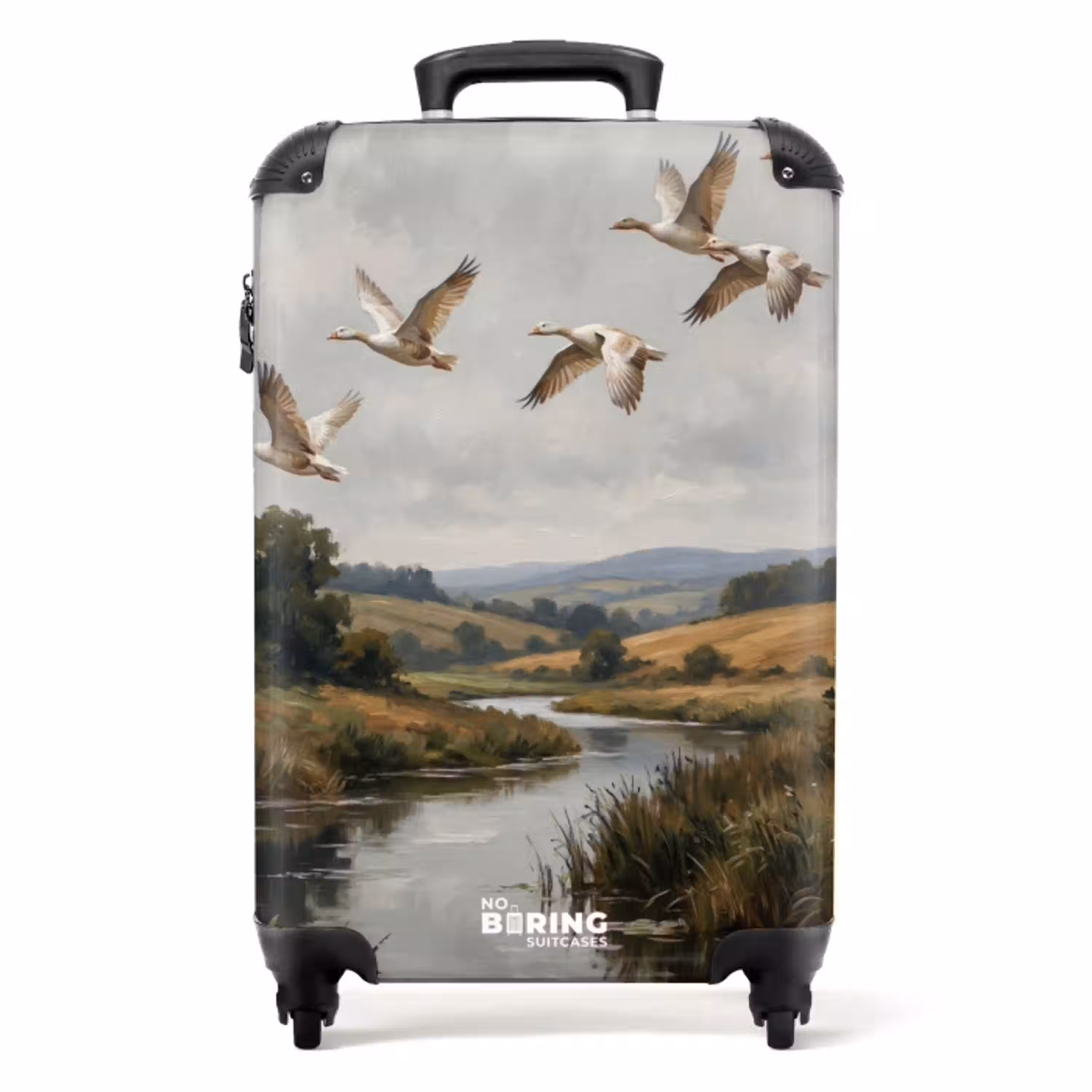 Eenden - Rivier - Landschap - Vlucht - Nostalgisch NBS - Handbagage koffer - Volwassenen Unisex middel -productfoto_recht