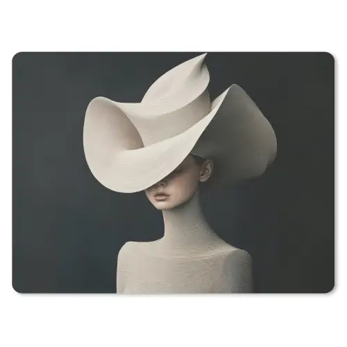 Vrouw - Golvende - Hoed muismat rubber klein -3d