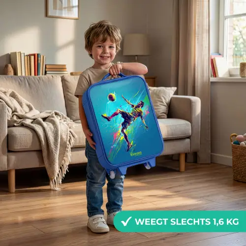 Neon - Voetbal - Schop - Kleurrijk Kinderkoffer - Blauw klein -sfeer2_NL