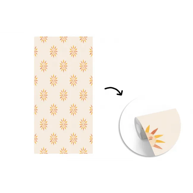 Vrolijk - Zon - Blosjes - Boho fotobehang vinyl groot 64 -3d