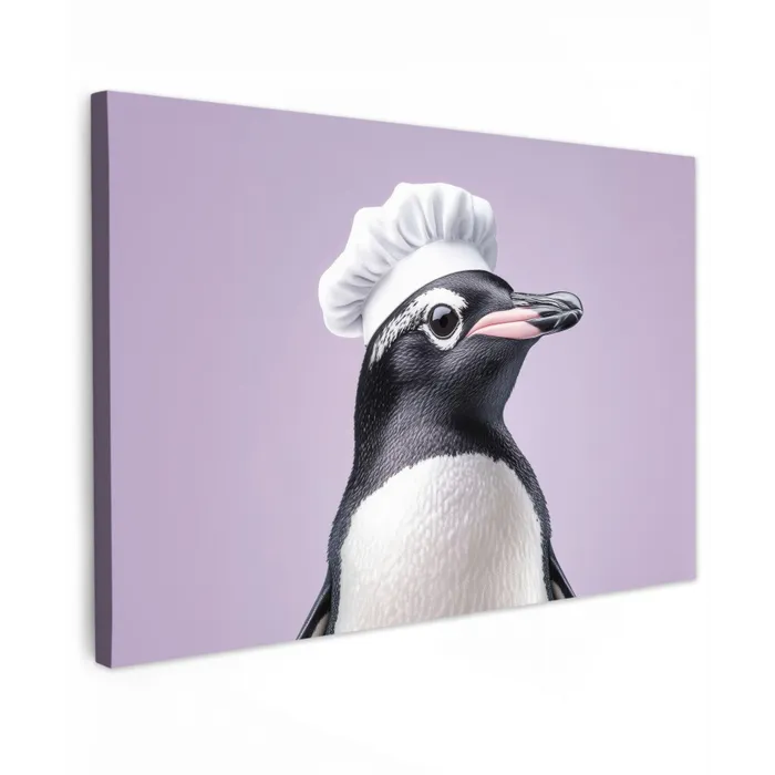 Pinguïn - Koksmuts - Lief - Paars canvas 2cm klein -z3d