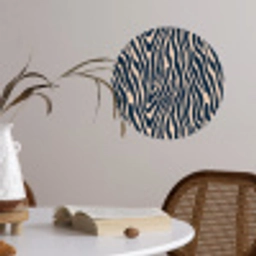 Zebra - Patroon - Blauw - Beige Wandcirkel behangsticker klein 186 -sfeer3
