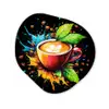 Koffie - Graffiti - Drinken - Abstract Wandcirkel Organisch Plexiglas middel -3d