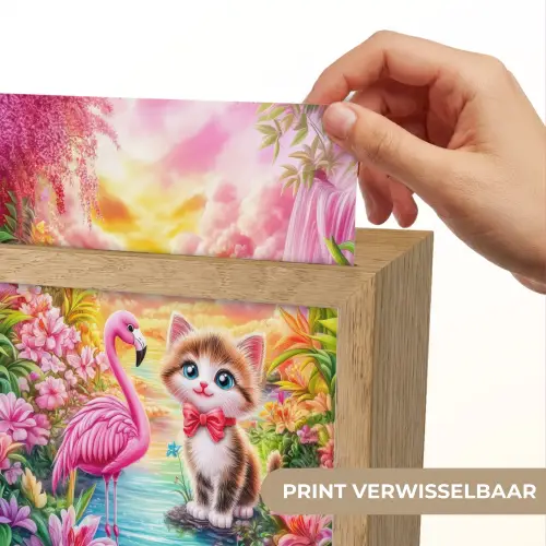 Kitten - Flamingo - Bloemen Light Box met kabel (Kinderlampje) klein -USP_websiteprintNL