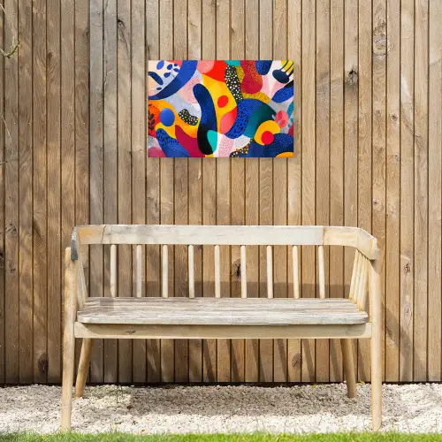 Vormen - Abstract - Stippels - Blauw Tuinposter op houten frame 2 cm dik klein -sfeer4