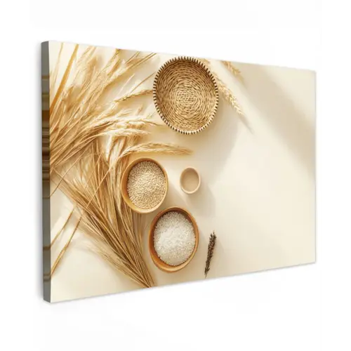 Granen - Hout - Kom - Beige Tuinposter op houten frame 2 cm dik klein -3d