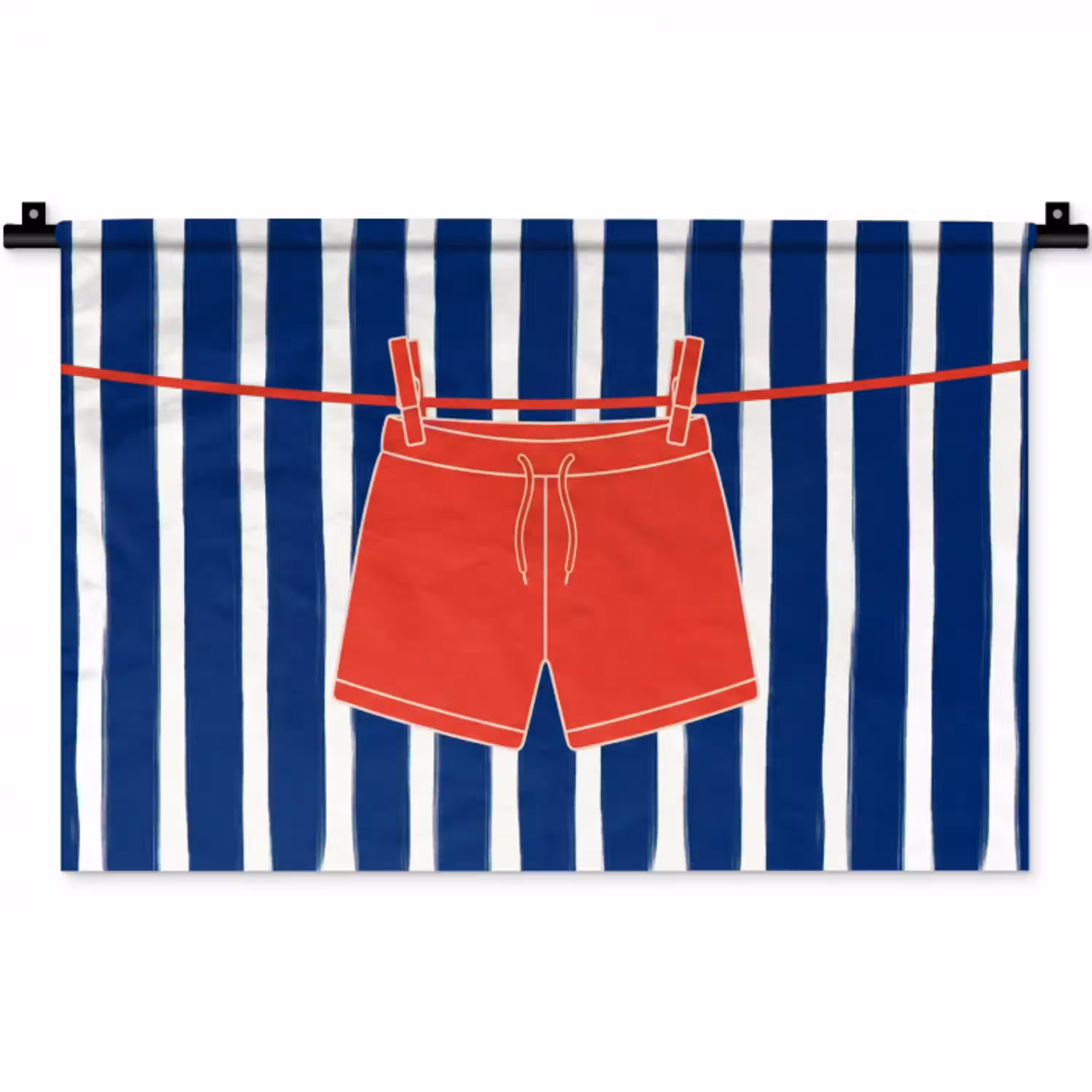 Shorts - Waslijn - Zomer - Illustratie - Rood Wandkleed katoen klein -zz3d