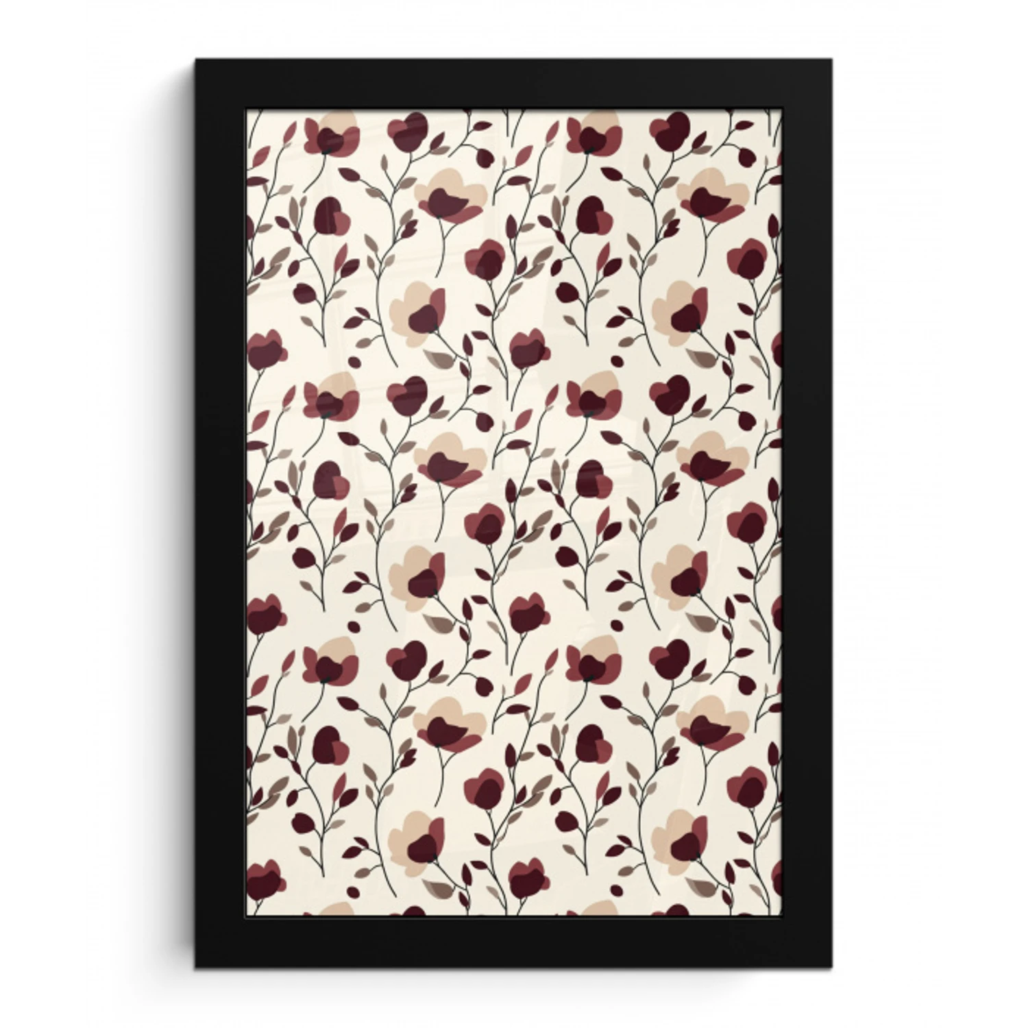 Bloemen - Botanisch - Bordeaux fotolijst zwart zonder passe partout klein 224 -3d