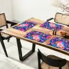 Bloemen - Blauw - Roze Placemat vinyl groot -zzsfeer4_Kitchenyeah-website