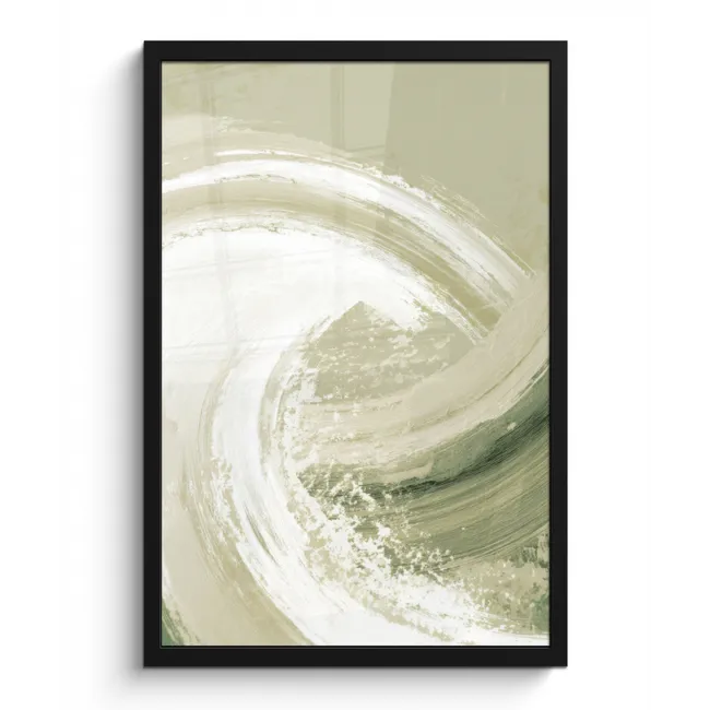 Poster met lijst - Abstract - Penseelstreken - Golven - Groen