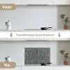 Spat - Abstract - Oranje - Groen keuken achterwand spatscherm klein 900 -voor_na_NL