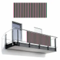 Verticale strepen - Groen - Roze Balkonbeschermer Duitsland klein 596 -3d