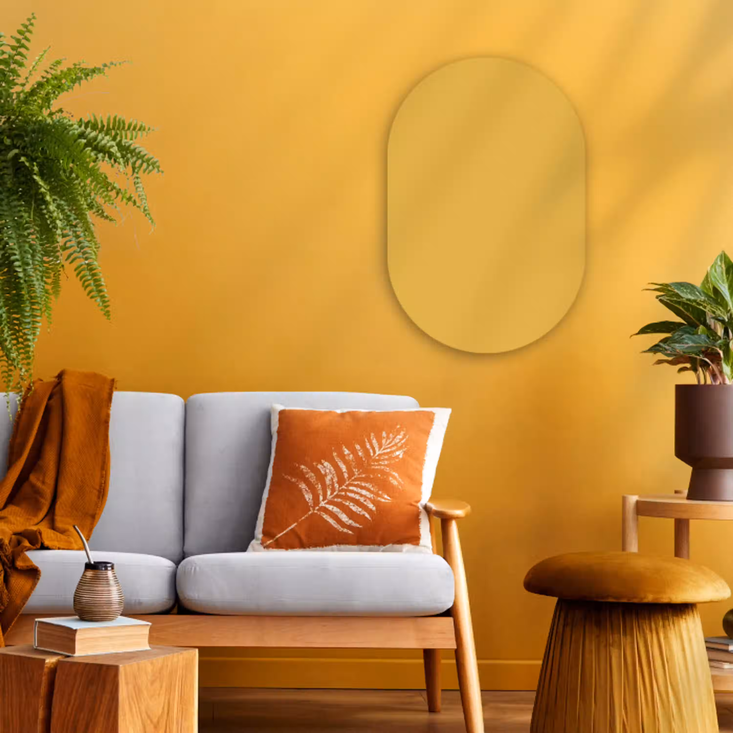 Joyful - Mustard - Geel Wandcirkel Ovaal Forex klein 630 -sfeer4