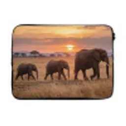 Olifanten - Savanne - Zonsondergang - Afrika - Warm laptophoes neopreen klein -3d