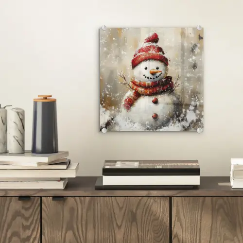 Sneeuwpop - Winter - Sneeuw - Beige plexiglas 5mm klein -sfeer1