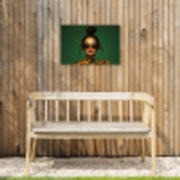 Vrouw - Groen - Modern - Bril - Abstract Tuinposter op houten frame 2 cm dik klein -sfeer4