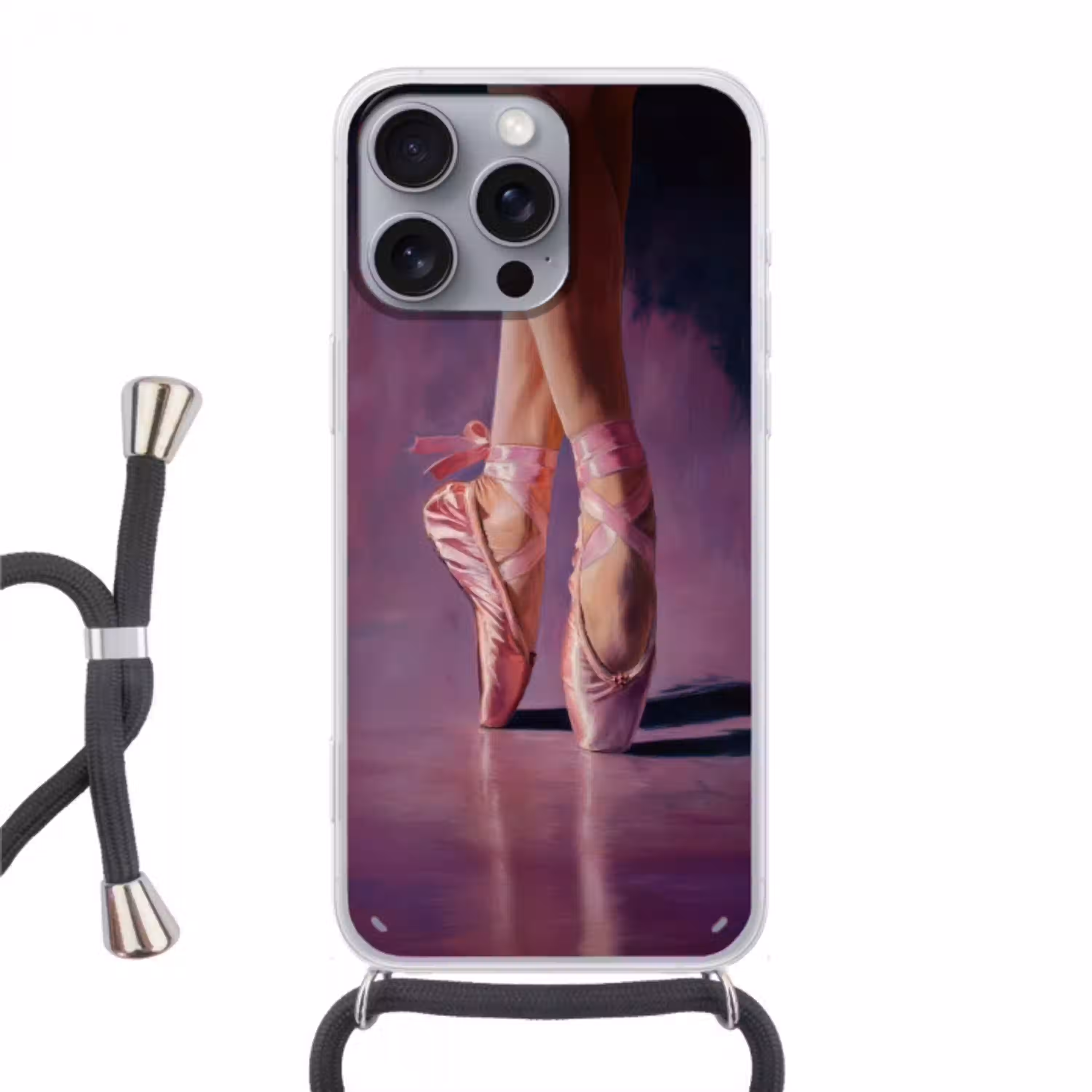 Spitzen - Paars - Contrast Hoesje iPhone 16 Pro Max met koord klein -3d