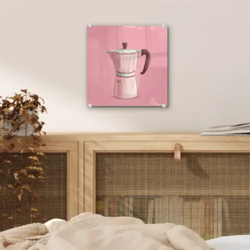 Roze - Mokkapot - Illustratie - Koffie plexiglas 5mm klein -sfeer4
