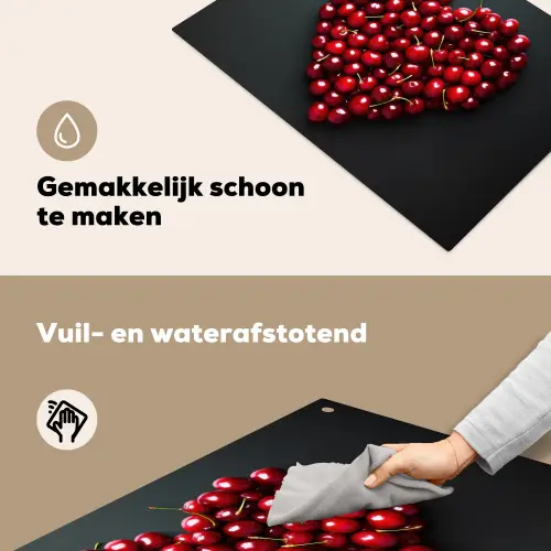 Kersen - Hart - Rood - Zwart Inductie beschemer met haakjes klein -ky-schoon-nl