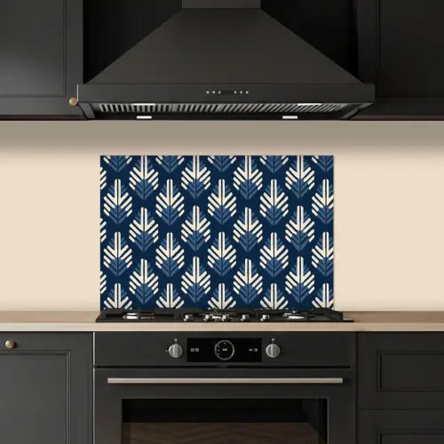 Modern - Patroon - Blauw keuken achterwand spatscherm klein 900 -sfeer1