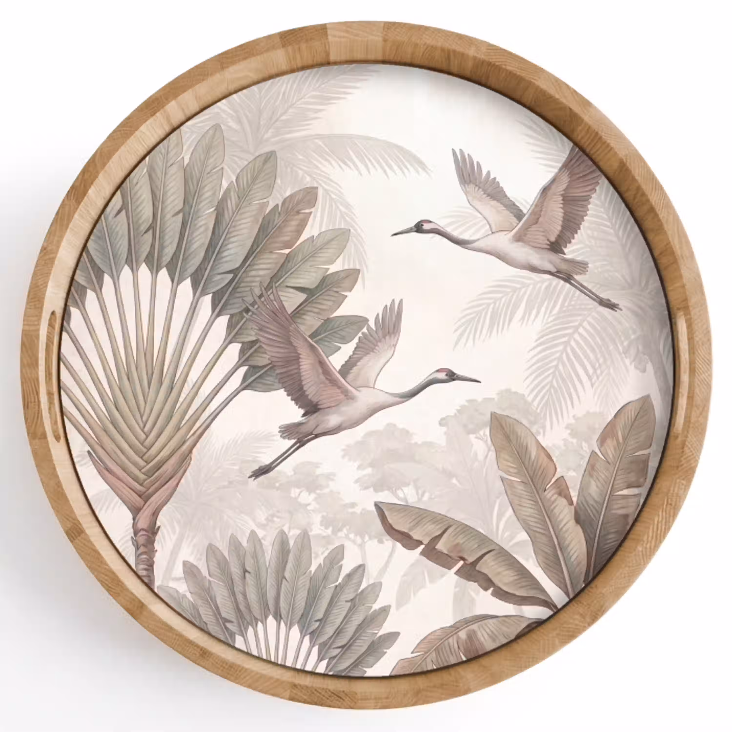 Vogel - Tropisch - Jungle - Natuur - Beige Dienblad Rond middel -z3d_shopping