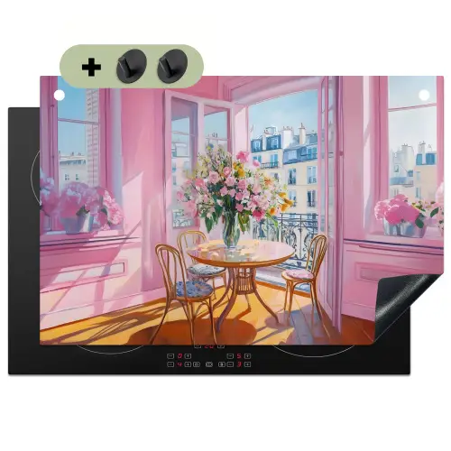 Pink - City - Bloemen Inductie beschemer met haakjes klein -3d