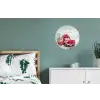 Auto - Rood - Cadeaus - Winter - Sneeuw - Kerst Wandcirkel aluminium klein -slaapkamer