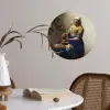 Het melkmeisje - Schilderij van Johannes Vermeer Wandcirkel behangsticker klein -sfeer3