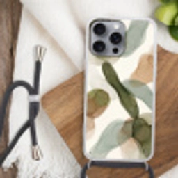 Abstract - Vormen - Modern - Kunst - Groen - Bruin Hoesje iPhone 16 Pro Max met koord klein -sfeer4