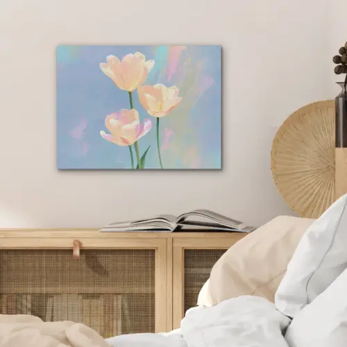 Tulpen - Roze accenten - Blauw PET vilt klein -sfeer3