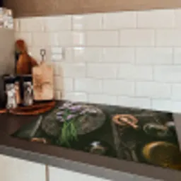 Bieslook Bloesem en Antieke Keukenwaren Inductie beschermer vinyl 3mm klein -sfeer3