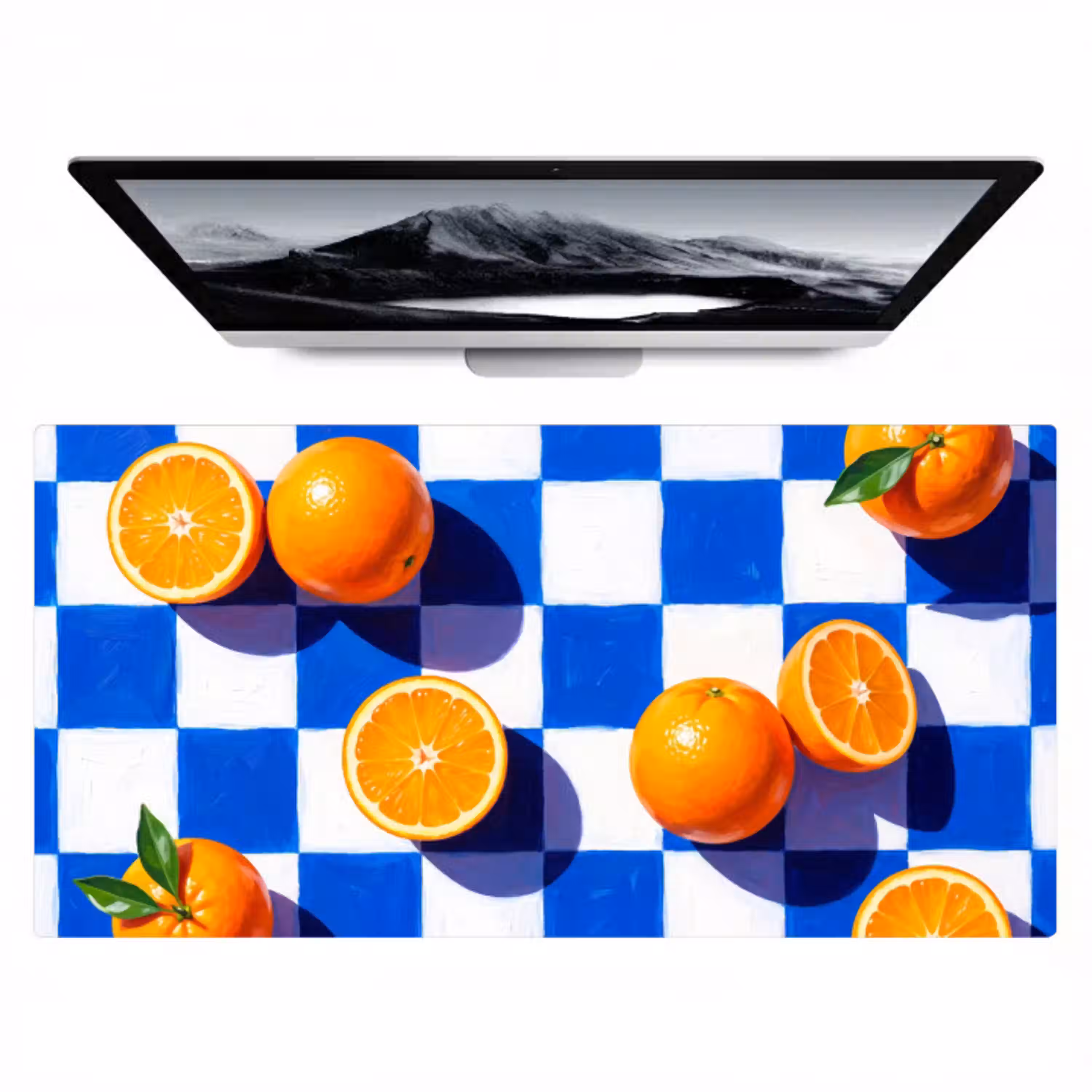 Sinaasappel - Geruit - Eten Muismat XXL klein -zzz3d