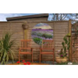 Lavendel - Bloemen - Zonsondergang - Paars - Weide Wandcirkel tuinposter met ringen klein -buiten3