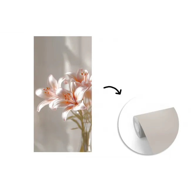 Lelies - Meeldraden - Roze - Wazig fotobehang vinyl groot -3d