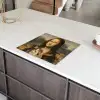 Mona Lisa - Kat - Leonardo da Vinci - Vintage - Kunstwerk - Oude meesters - Schilderij Inductie beschermer vinyl 3mm middel -sfeer8
