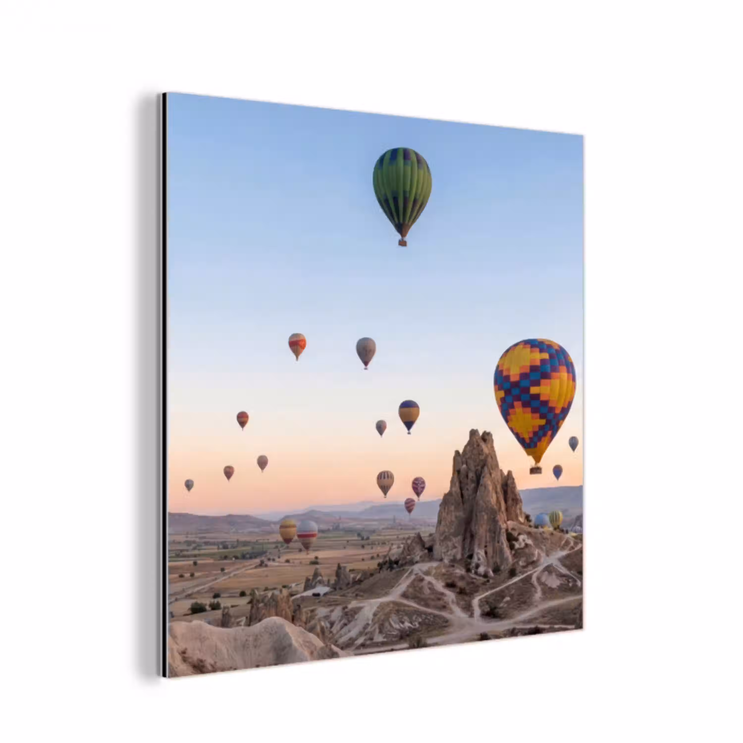 Luchtballonnen - Rotsen - Zonsopgang aluminium wit klein -3d