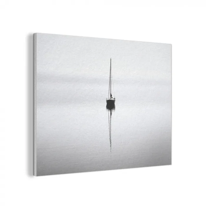 Zeilboot - Zwart - Water - Silhouet PET vilt klein -3d