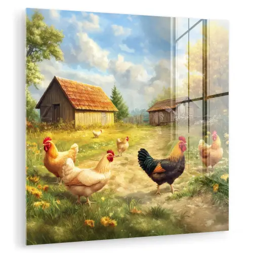 Kippen - Landelijke rust - Natuur plexiglas 5mm klein -zzzproduct_nieuw