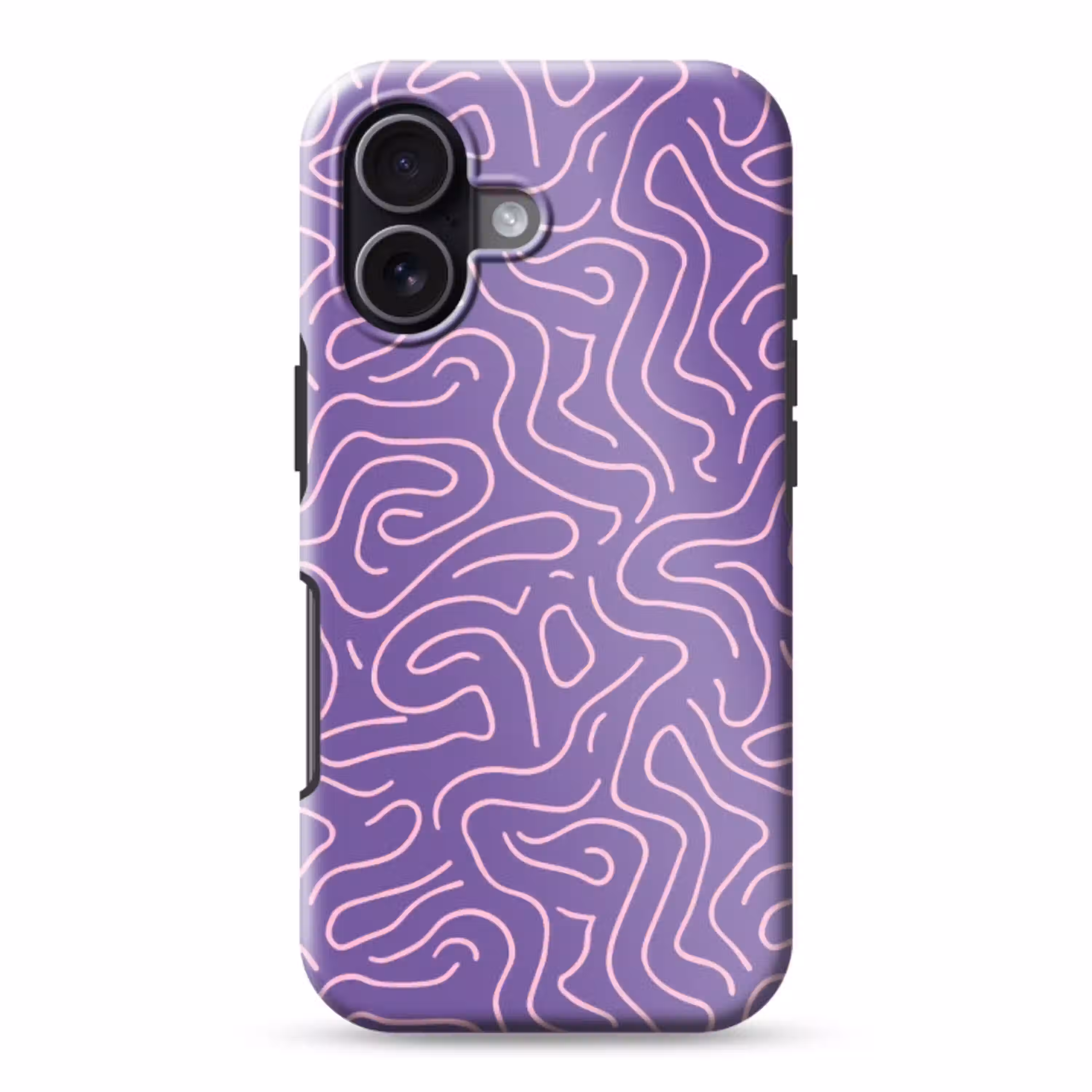 Paars - Roze - Abstract - Lijnen - Doolhof - Patroon Toughcase MagSafe Apple iPhone 17 klein 1017 -3d