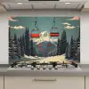 Sneeuw - Skilift - Rood - Bomen keuken achterwand spatscherm klein -3d_website