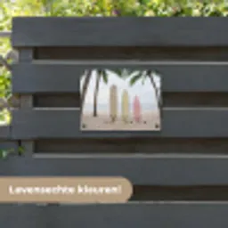 Surfboard - Palmbomen - Kleurrijk tuinposter los doek klein -sfeer3